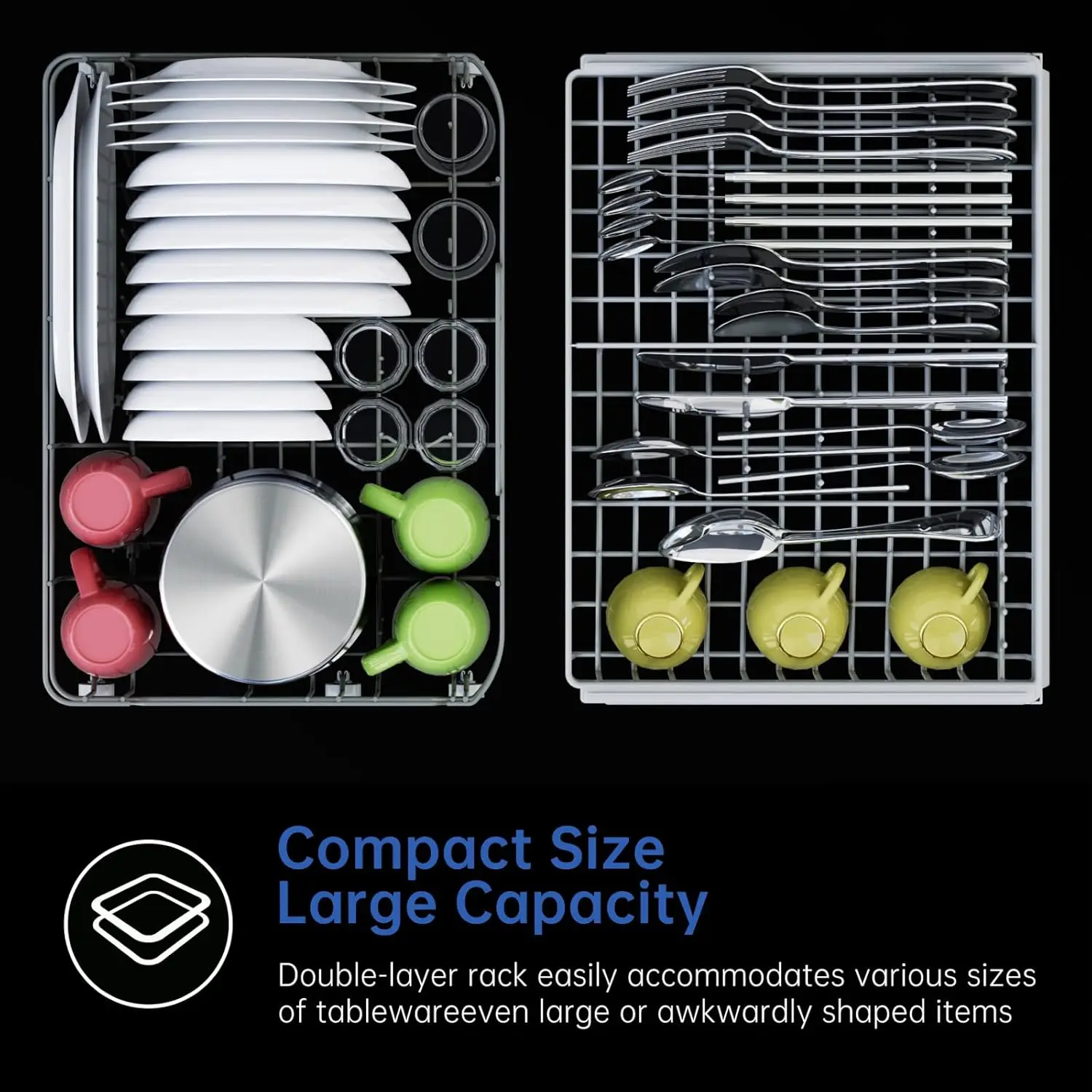 Portable Dishwasher with 5L Water Tank Countertop Dishwasher with 5 Place Settings 2-Level Rack 3-Spray Arms 167℉ High-Temp