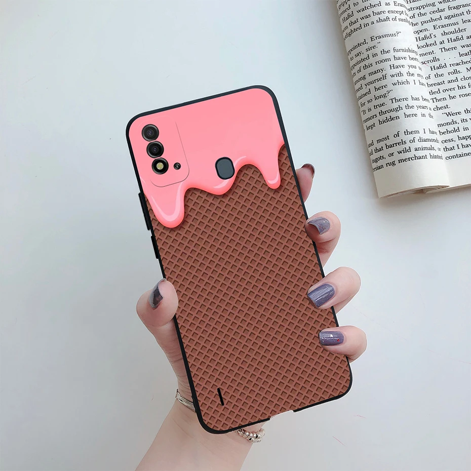 For Itel Vision 2s Itel P37 Case 6.52" Fashion Art Label Black Soft Silicone Cover For Coque Itel P37 Itel Vision 2s Phone Case phone purse