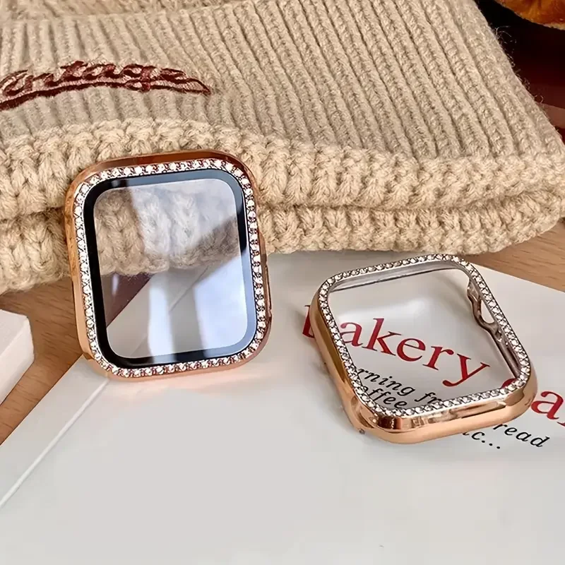 Luxury Crystal-Embellished Watch Case with Screen Protector