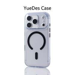 Luxury Matte Translucent Magnetic Bumper Case with Camera Protection and Hard Back Cover - iPhone 14 Pro Max (YG YKL Black)