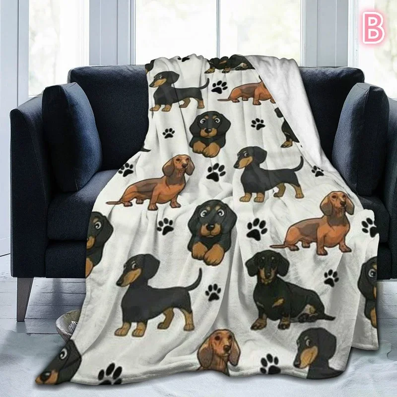 Puppy Dog Blanket Dachshund Dog Printed Blanket Fleece Blanket Flannel Sleep Comfort Super Soft Sofa Blanket 3