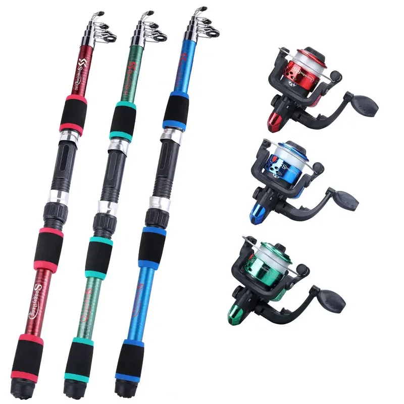 Conjunto Completo De Pólo De Pesca, Vara De Pesca Telescópica, Iscas De Carretel De Giro, Ganchos Kits De Viagem