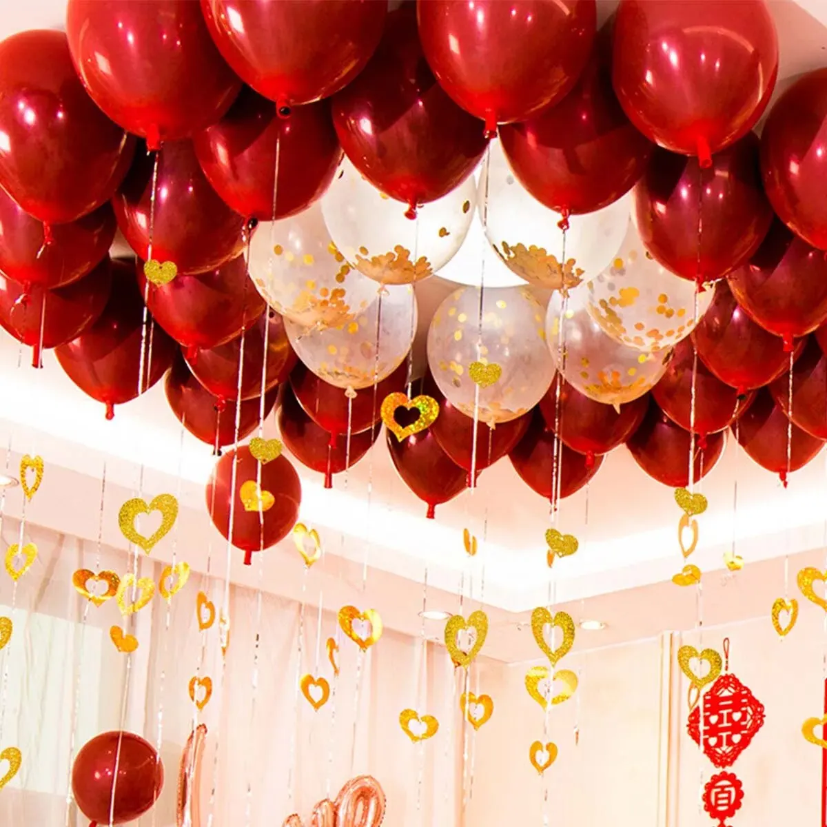 100pcs Wedding Birthday Party Decoration Balloon Rain Silk Sequin Pendant Wedding Supplies Room