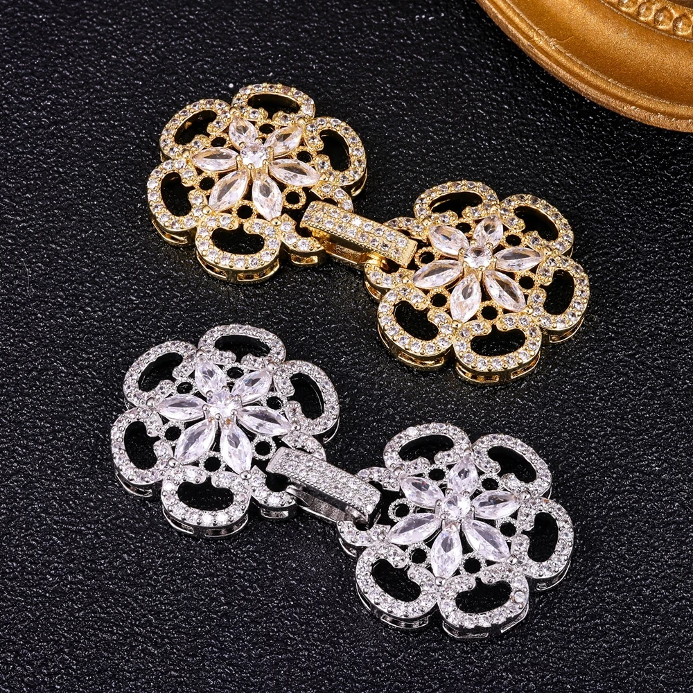 Juya DIY 바느질 비즈 쥬얼리 액세서리 18K 골드 실버 도금 장식 꽃 커넥터 패스너 후크 걸쇠 용품
