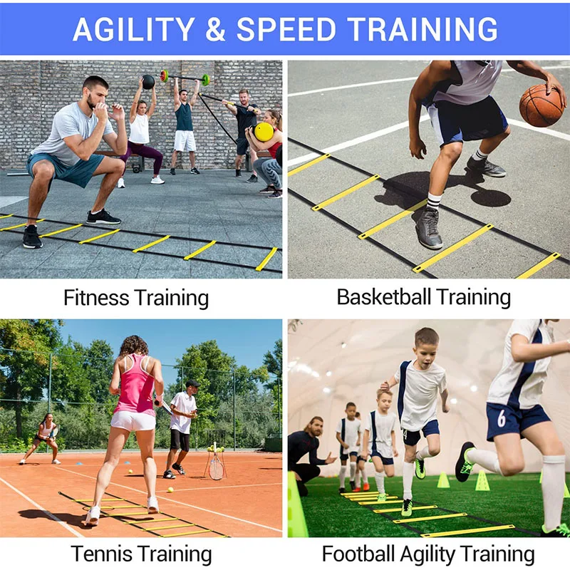 Agility Ladder for Sports Training Nylon Speed Ladder,Adjustable Layout, Ideal for Football,Gym,Home Workout,&Footwork Drills
