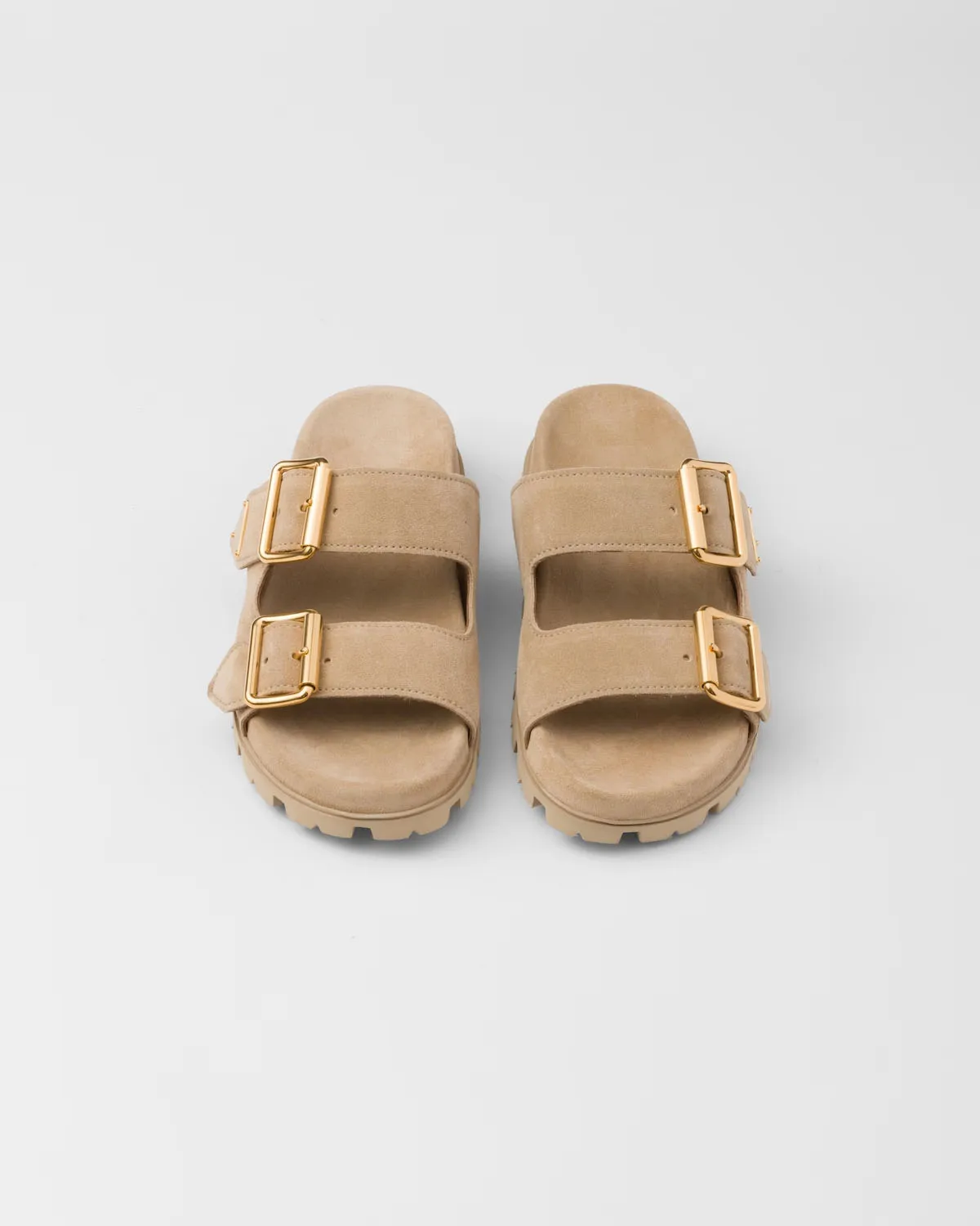 Women's Suede Strap Slides Straps Metal Buckles