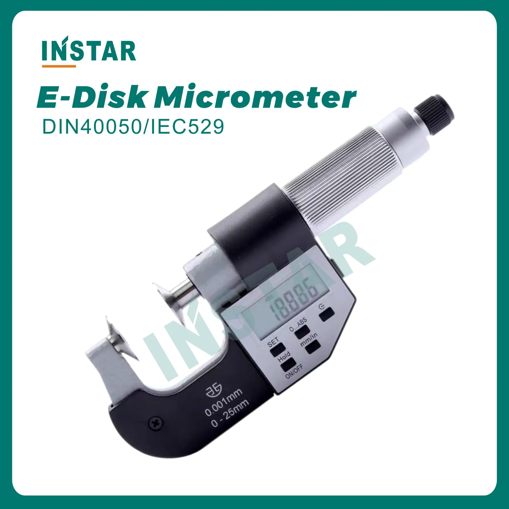 

Electronic Disk Micrometer IP54 Proof 0-25mm 0.001mm 25-50mm, 50-75mm, 75-100mm Industrial Quality DIN40050/IEC529 Digital