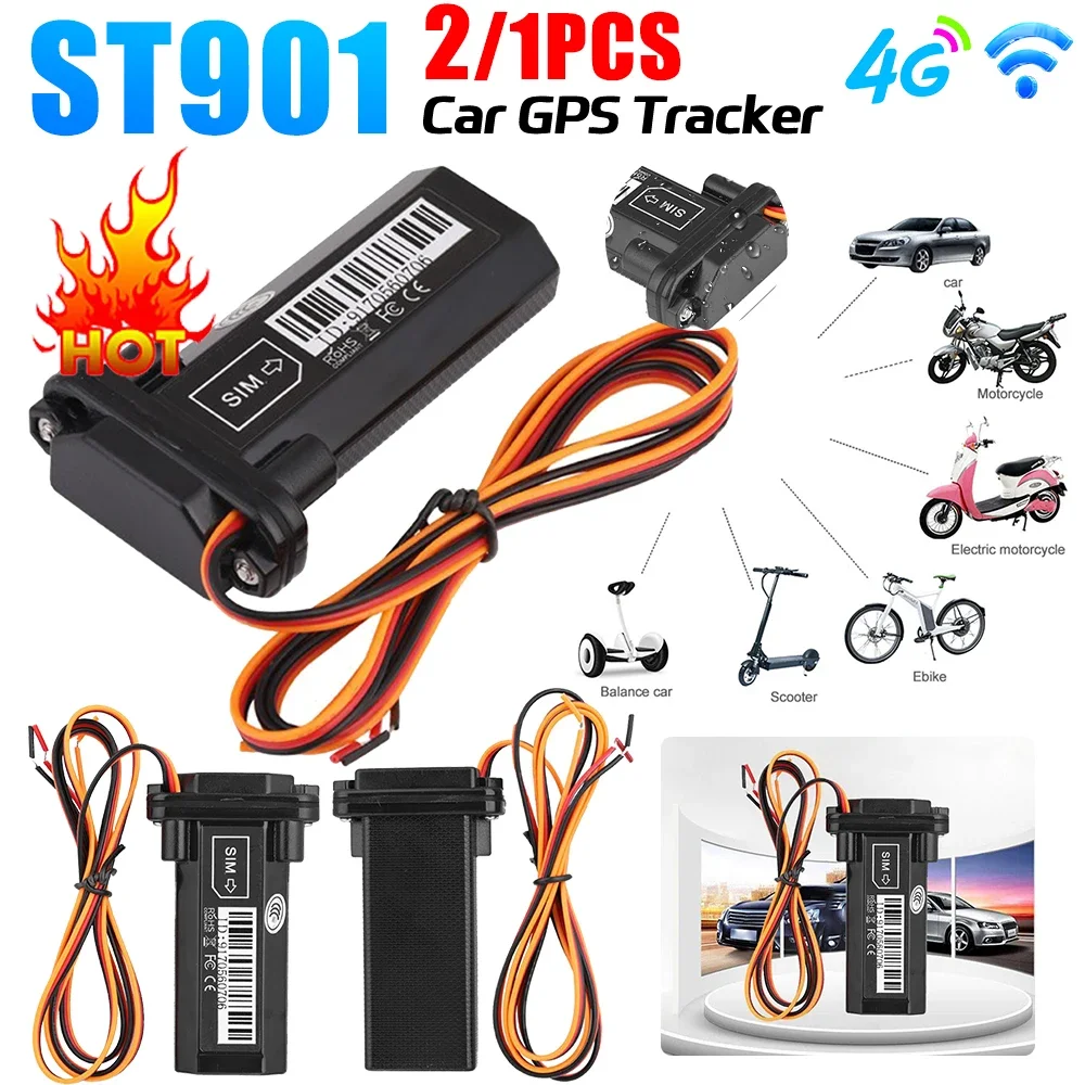 1-3PCS GPS Tracker ST-901 Vehicle Tracking Device Waterproof motorcycle Car Mini GPS GSM SMS locator with real time tracking