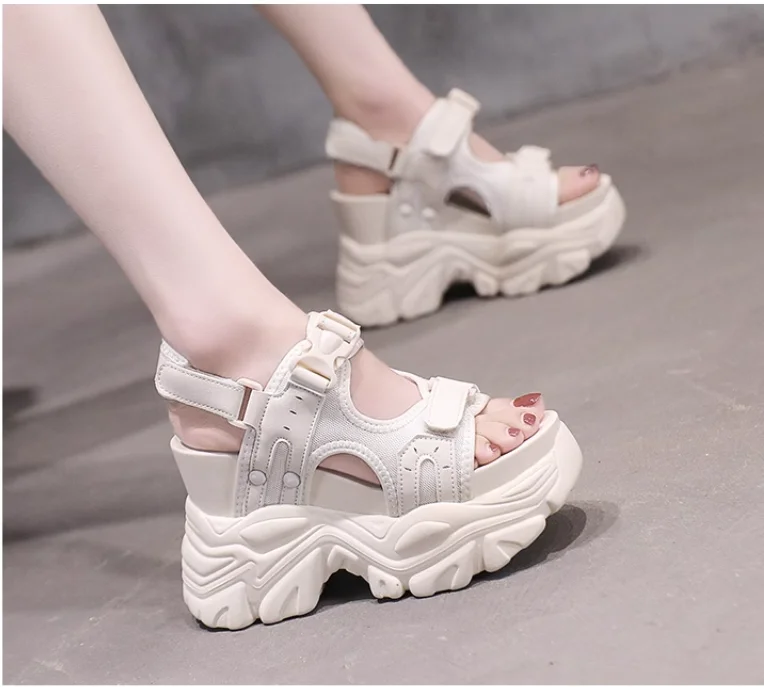 CD 26 Platform Sandals White Beige Sheepskin Embroidered Fabric 621797