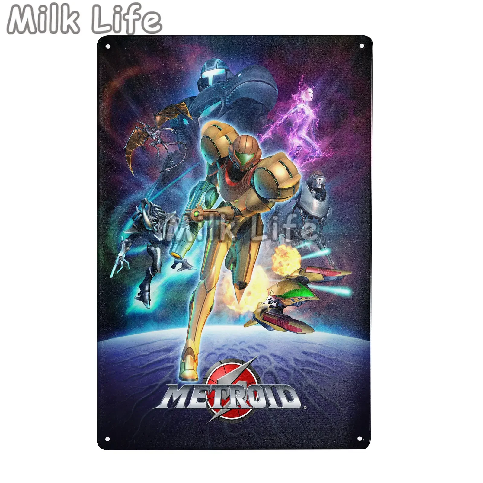 Super Metroid Retro Metal Poster