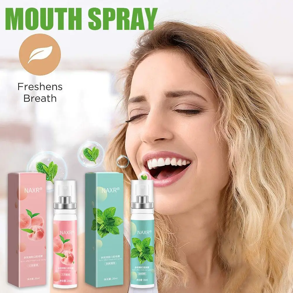 

Fruity Breath Peach Mint Breath Freshener Spray Halitosis Odor Freshener Treatment Liquid Refreshing Mouth Spray 20ml Care U8P3
