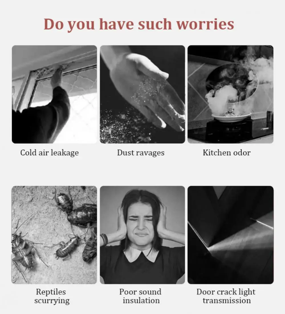Description Picture 5 of item2024 Waterproof Seal Strip Draught Excluder Stopper Door Bottom Guard Double Silicone Rubber Seal Dustproof Soundproof