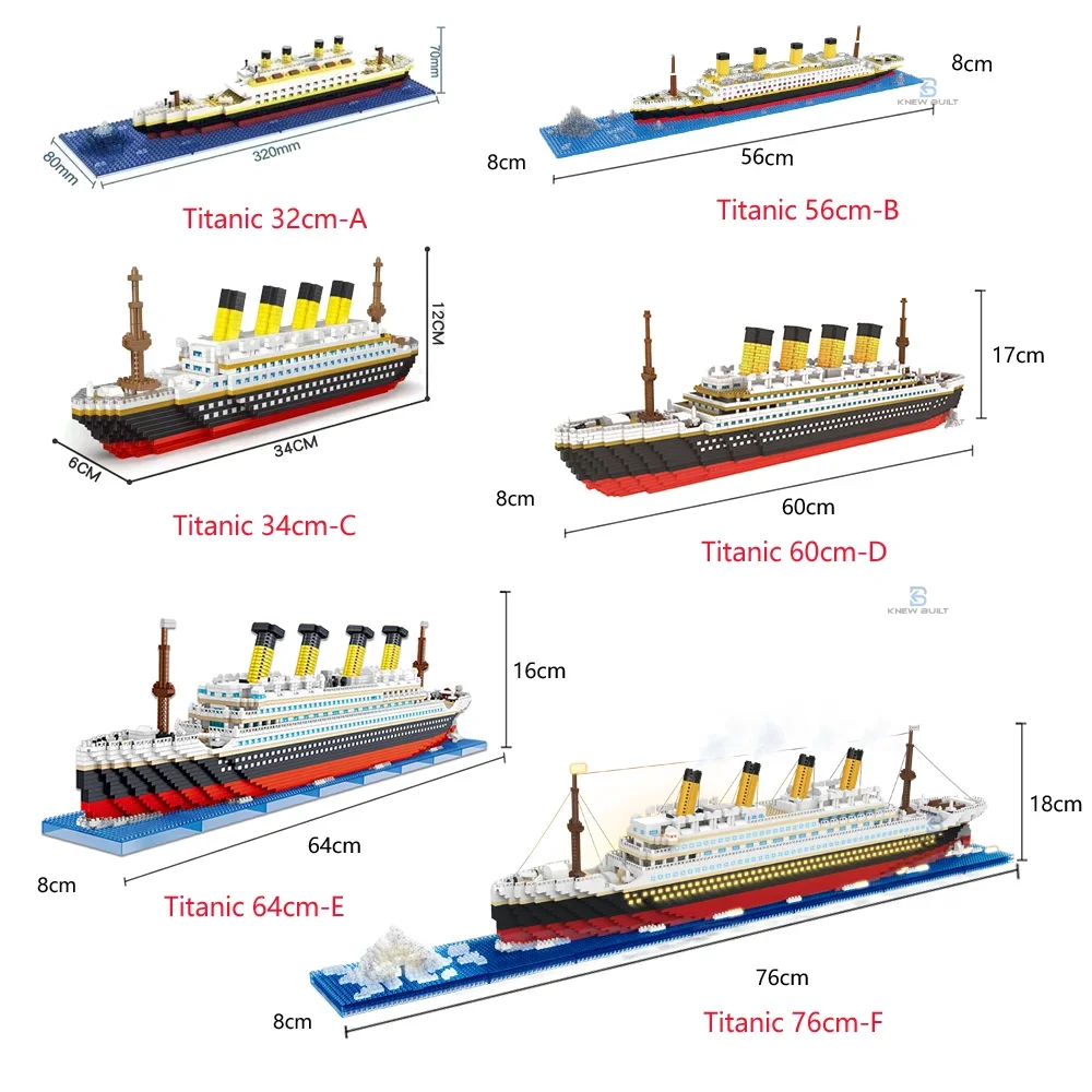 Building Block Toy 6 Kinds Titanic Model Cruise Ship Building Block for Adult Micro Mini Brick Toy KNEW BUILT Perfect Gift Entertainment Decoration