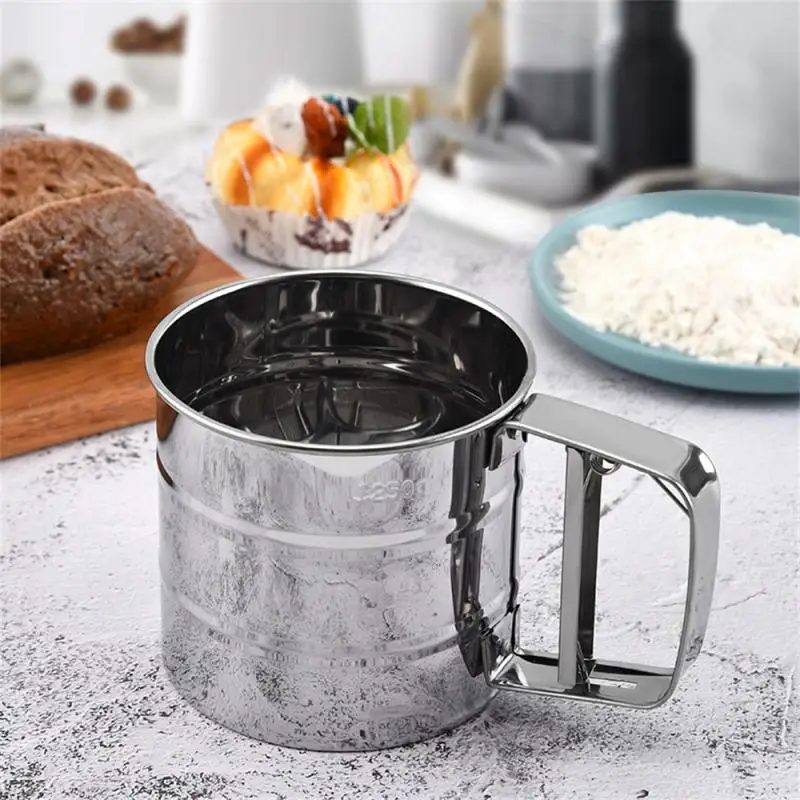 Pastry Baking Tools Powder Flour Mesh Sifter Cup Baking Icing Sugar Shaker Stainless Steel Sieve Cup Bakeware Kitchen Gadgets flour sifter mesh strainer fine mesh strainer powder sieve powder sugar shaker