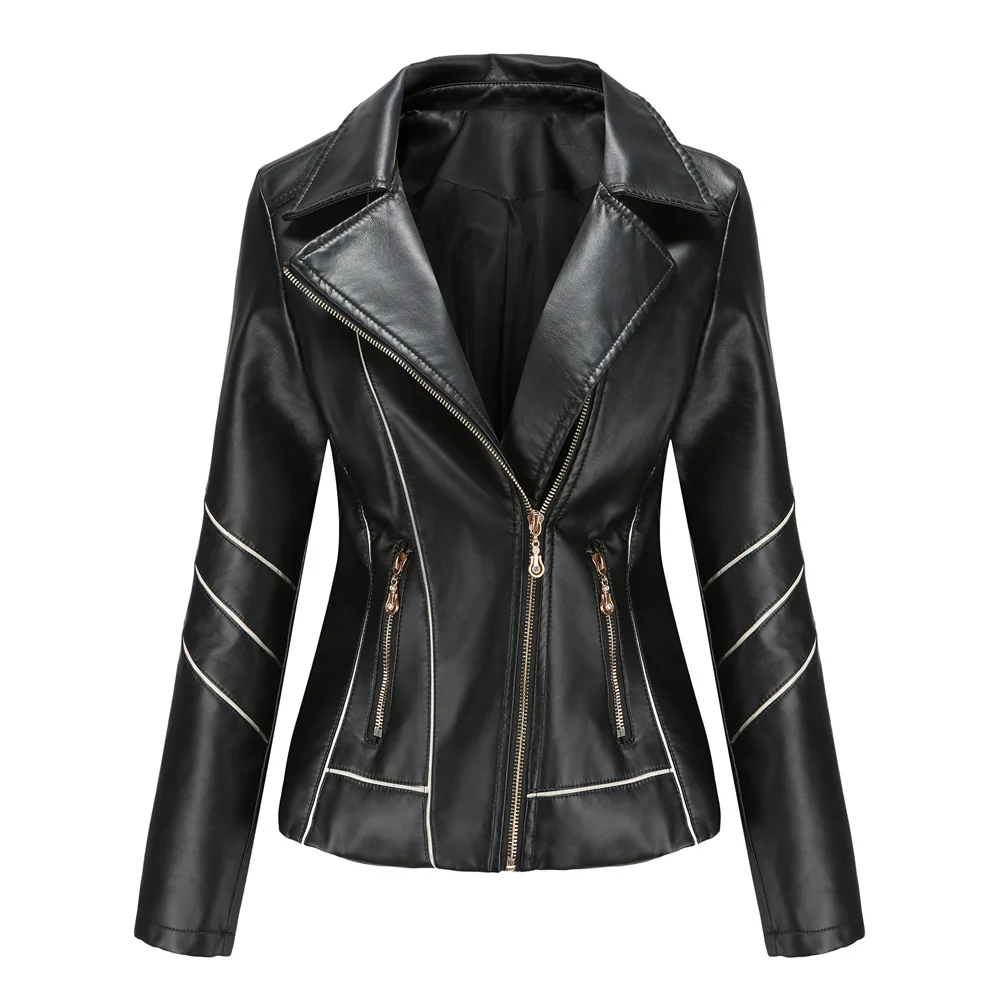 Western White Faux Leather High Fashion Women Leather Jacket