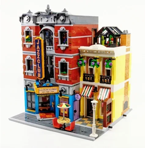 New Creating Jazz Club Expert Pizza Shop Model Modular House Building Blocks Compatible 10312 Street View Toys For Kids Adults - AliExpress 