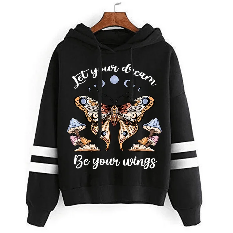 

Butterfly Mushroom Hoodied Cottagecore Aesthetic Clothes for Women Vintage Harajuku Streetwear Casual Loose Sweatshirts Hoodie