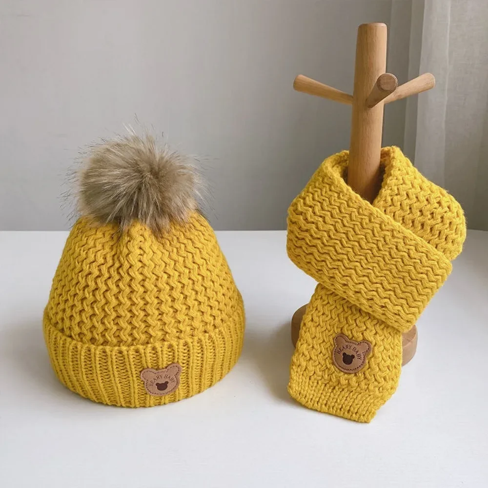 Winter Children's Hat Baby Woolen Hat Scarf Set Winter Knitted Comfortable Warm for Boys and Girls