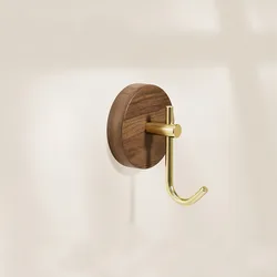 Eco - Friendly Self - Adhesive Natural Wood Wall Hooks - Stylish & Versatile for Hats, Towels, Robes, Clothes, Keys, and Bags (Beech Gold J Hook)
