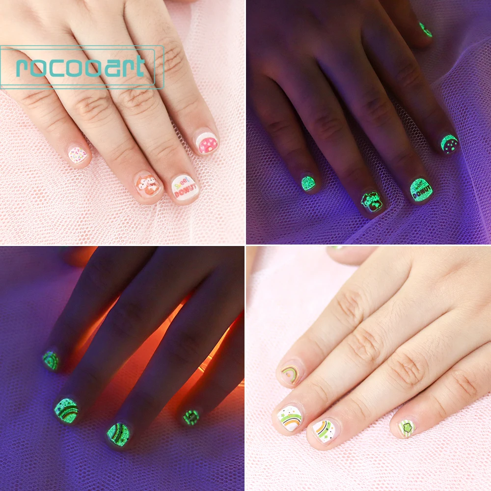 Luminous Nail Stickers For Kids DIY Nail Art Sticker Cute Animals Design Art Decoration Glowing Children Manicure Foil nail stickers,nail art tools,nail decals