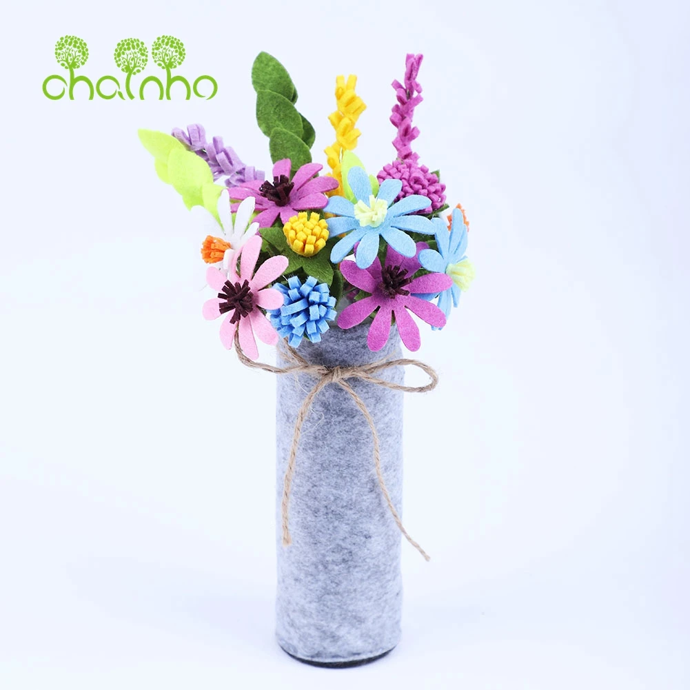Chainho,DIY Handmade Non-woven Pre-Cut Material Sets,Semi Finished Item,Simulation Floral With Vase Series,6 Designs,25FP7