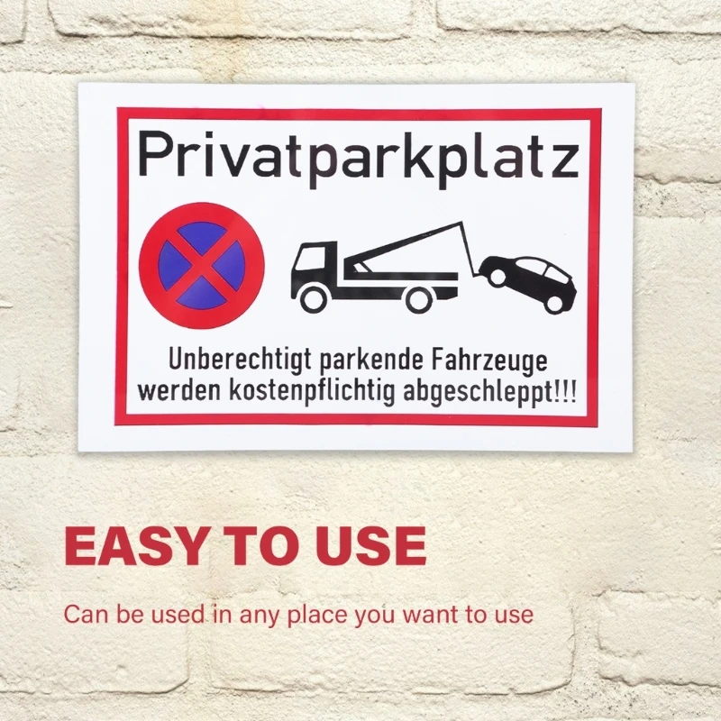 Set of 5Pcs Metal No Parking Signs 20x30cm Stainless Steel Private Parking Signs Plate Weather Resistant for Property