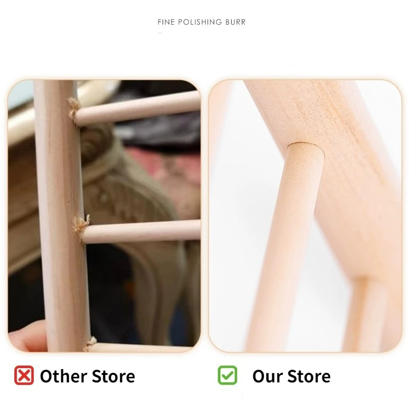 Birdie Basics 13-Step Wood Ladder Bird Toys Ladder Hanging Bird Parrot Step Ladders Cage Hanging Climbing Toys