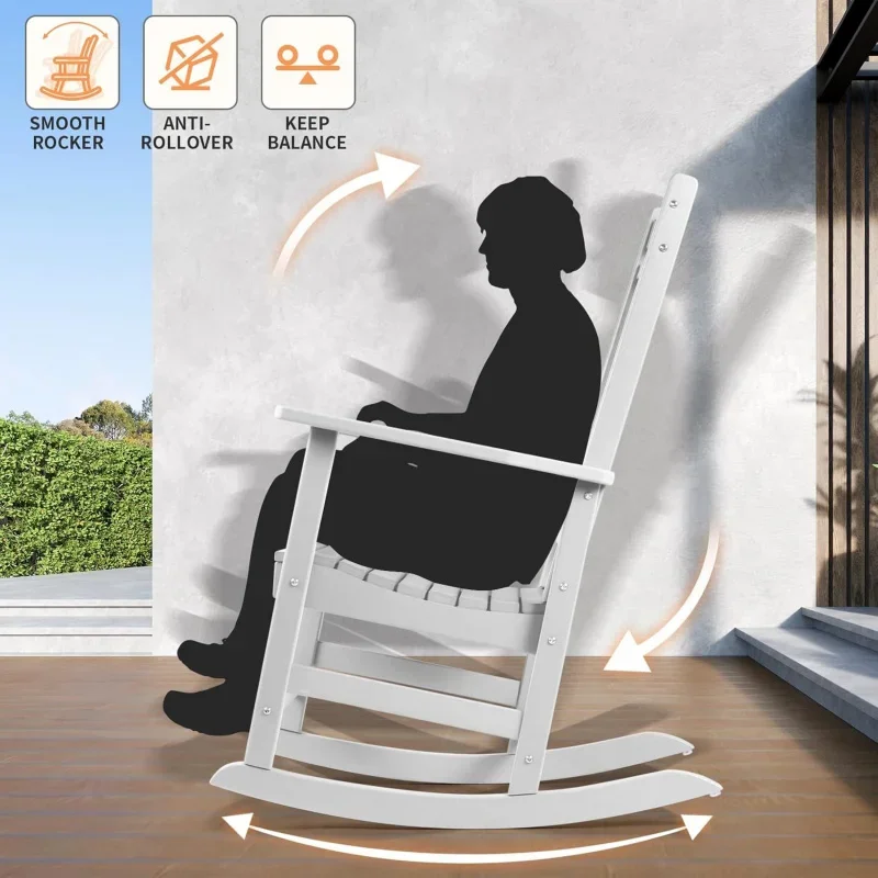 Patio Rocking Chairs Set of 4,Poly Lumber Rocker,All Weather Rocking Chair Outdoor,High Back Porch Rocker,CrackerRocking