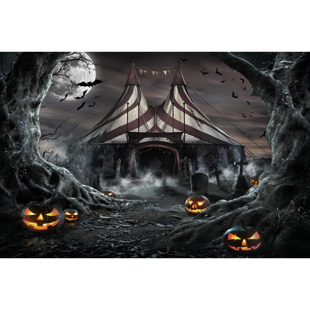 Halloween Backdrop Haunted House Graveyard Pumpkin Lantern Castle Moon Night Halloween Backdrops Photography Kids Baby Shower Birthday Party Backgrou
