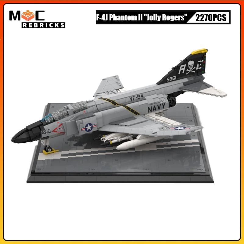 

Конструктор MOC US Military New F-4J Phantom II Jolly Rogers Fighter, конструктор для аэропорта, поворотная модель, кирпичи, игрушка для мальчиков, подарки
