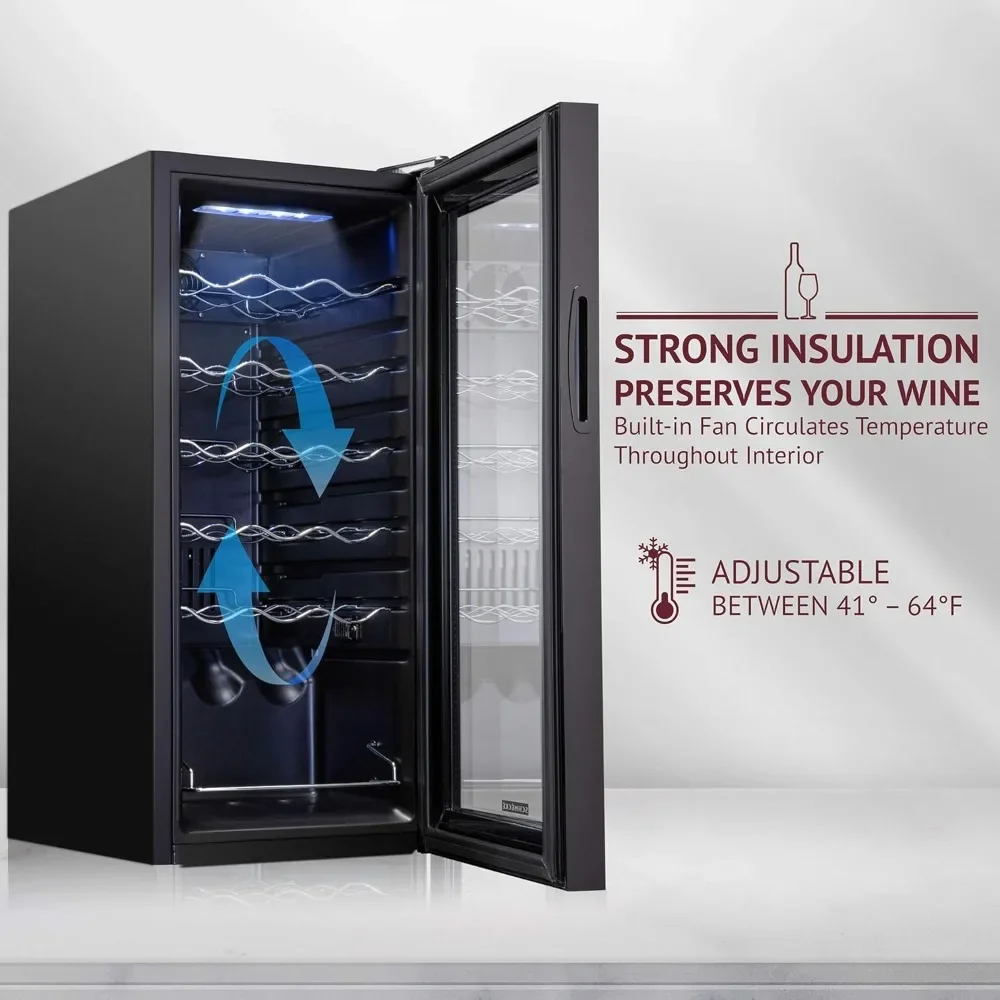 NEW-SCHMECKE 18 Bottle Compressor Wine Cooler Refrigerator w/Lock - Large Freestanding Wine Cellar - 41f-64f Digital Temperature