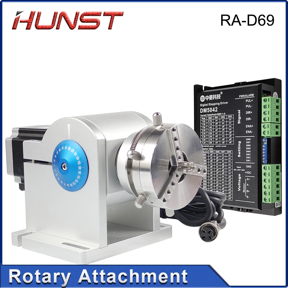 헌스트 파이버 레이저 마킹 링 로터리 부품, 드라이버 작업대 직경 3-91mm, 레이저 조각 D69 로터리 부착물