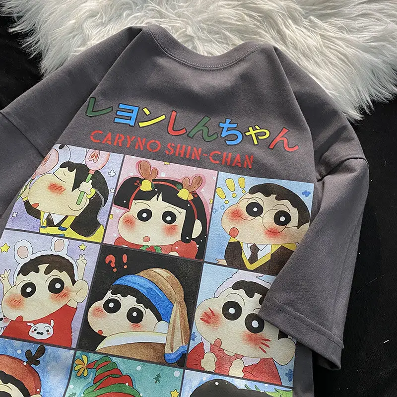

Аниме Kawaii Мультфильм оверсайз хлопковая Футболка Crayon Shin-Chan летняя Милая футболка Shin-Chan удобные креативные подарки для девушек