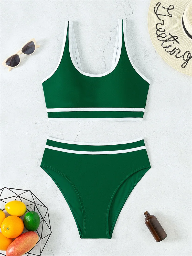 Bikini Women High Waist Swimwear 2024 New Solid Sling Bikinis Set Sexy Thong Swimsuit Bathing Suit For Female Summer Beach Wear