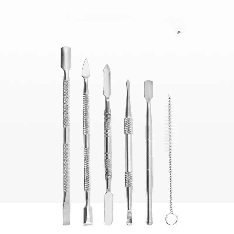 Heat Resisting Tobacco Oil Wax Spoon Cartoon Badge Stainless Steel Cleaning Stick Powder Smoking Accessories Gadgets for Men 1Pc