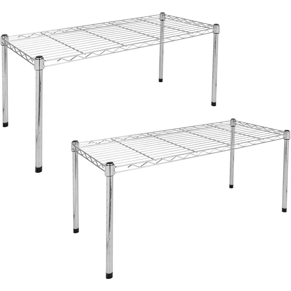 

YSSOA Heavy Duty 1-Shelf Shelving, Adjustable Storage Units, Steel Organizer Wire Rack, 30" W x 14" D x 15" H, Chrome,2-Pack