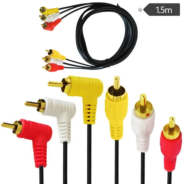 3 RCA Cable - Gold Plated 90 Degree Right Angle RCA Audio/Video Cable 3 RCA  to
