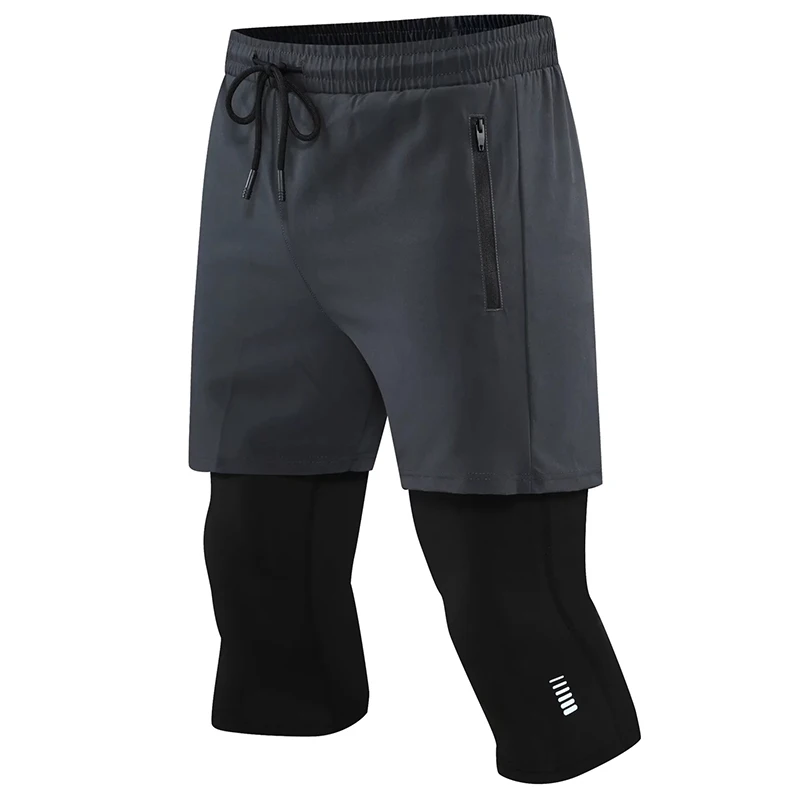 Men Running Tight Shorts Men 2 In 1 Double-deck Quick Dry GYM Sport Shorts Leggings Jogging Workout Sportswear Sports Short sports shorts
