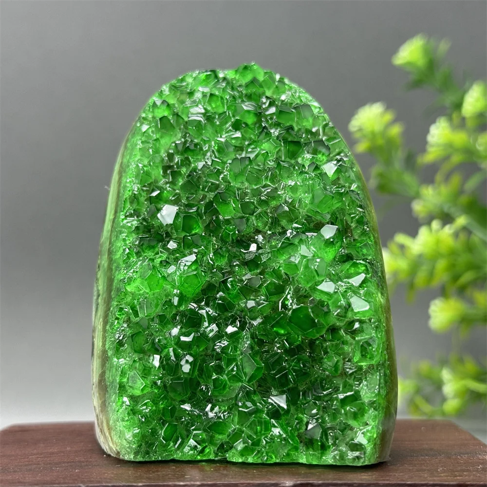 Geoda de cristal verde brasileño raro Natural, racimo de cristal de ...