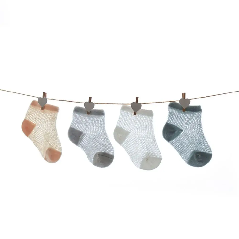 4Pairs Sweet Cotton Baby Ruffle Socks Non-slip Newborn Kids Mesh Tube Socks Infant Hollow Toddle Short Socks Princess