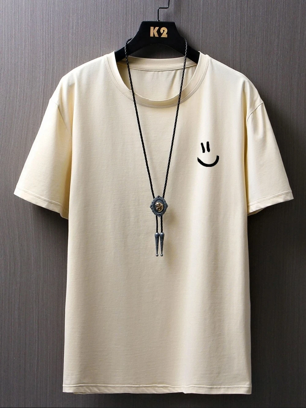 Minimalist Smile Face Graphic Men's Hip Hop Cotton Tee