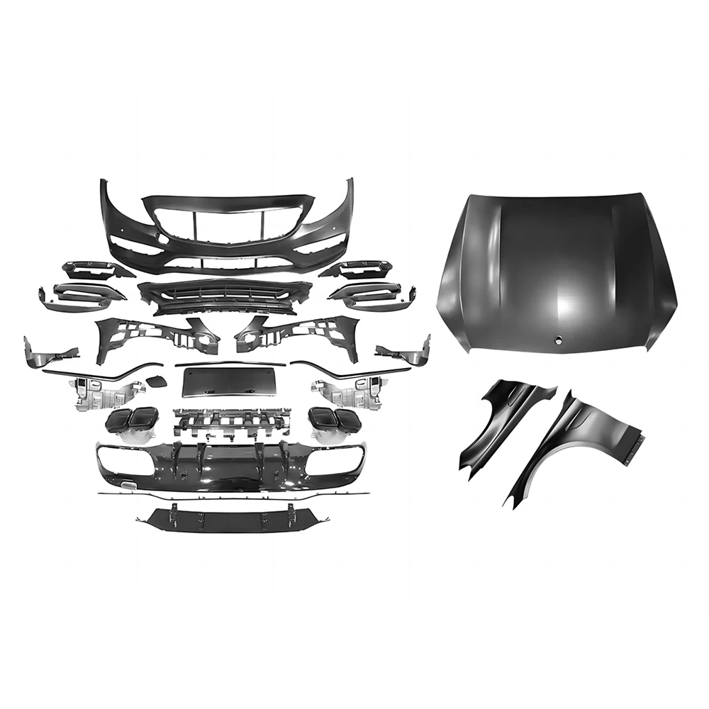 

Полный комплект для Benz C Class C205 Coupe C180 C200 C300 C350, обновление до 19-21 C63 Coupe, стильный передний бампер, задняя губа, капот, брызговик