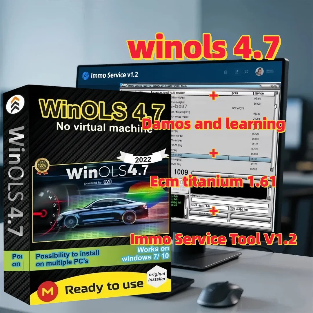 2025 WinOLS 4.7 Auto ECU +93GB Damos Files+IMMO SERVICE Toolv 1.2+ECM TITANIUM Chip Tuning Software With Plugins More Functions