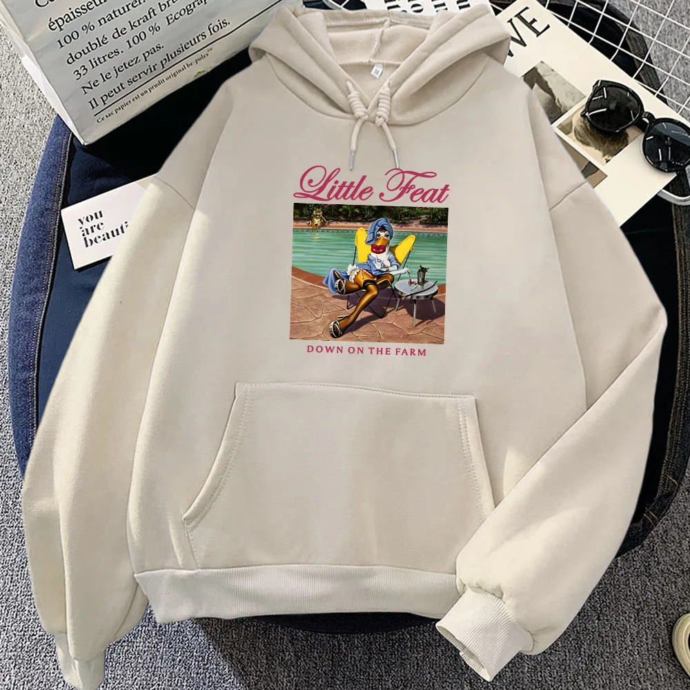 Little Feat Down on The Farm Hoodies Duck Funny Cartoon Graphic Sweatshirts Pocket Sudadera Mujer Winter Long Sleeve Hooded Tops 4
