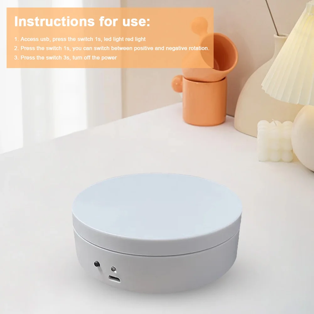 360 Degree Rotating Automatic Revolving Platform USB Charging/Battery Operated Photography Show Holder for Model Cake 3D Images