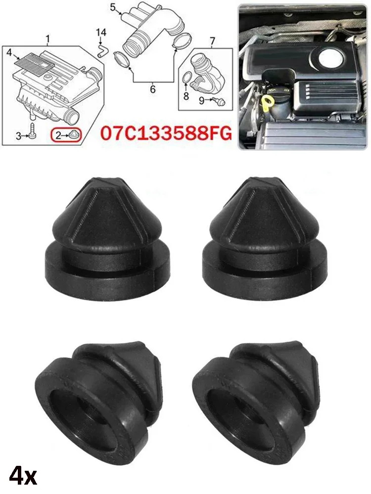

4pcs Diesel Gasoline Engine Cover Air Filter Gasket Buffer Rubber Pad Engine Cover Buffer Bushing 07C133588 07C133588P