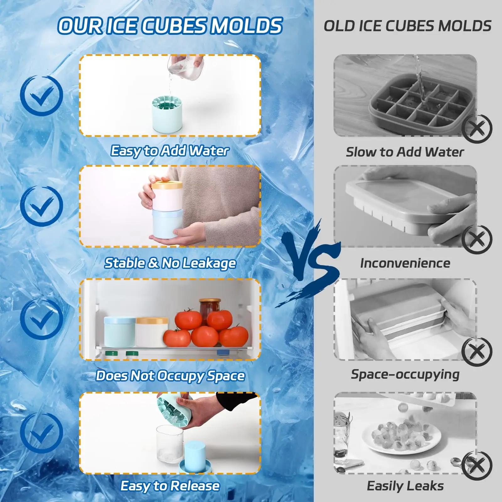1/2Pcs Silicone Ice Cube Mold Round Ice Bucket Summer Homemade DIY Refrigerator Freeze Maker Creative Cube Mold Barware ice cube mold