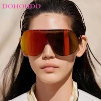 Lunettes de soleil surdimensionnées en métal sans bords, coupe-vent intégrées pour femmes, tendances Y2k, Design de marque de luxe, unisexe, UV400, 2025 4
