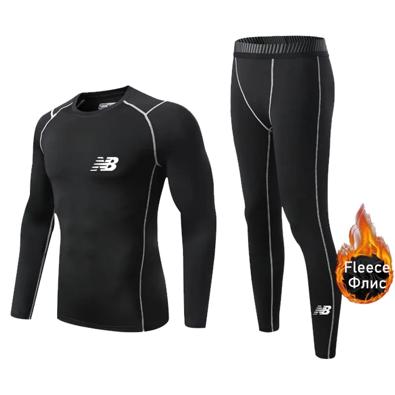 Men's Sports Tights Compression Underwear Warm Base Layer Thermal Shirts Pants Fleece Kids Thermal Underwear Winter Jogging Wear