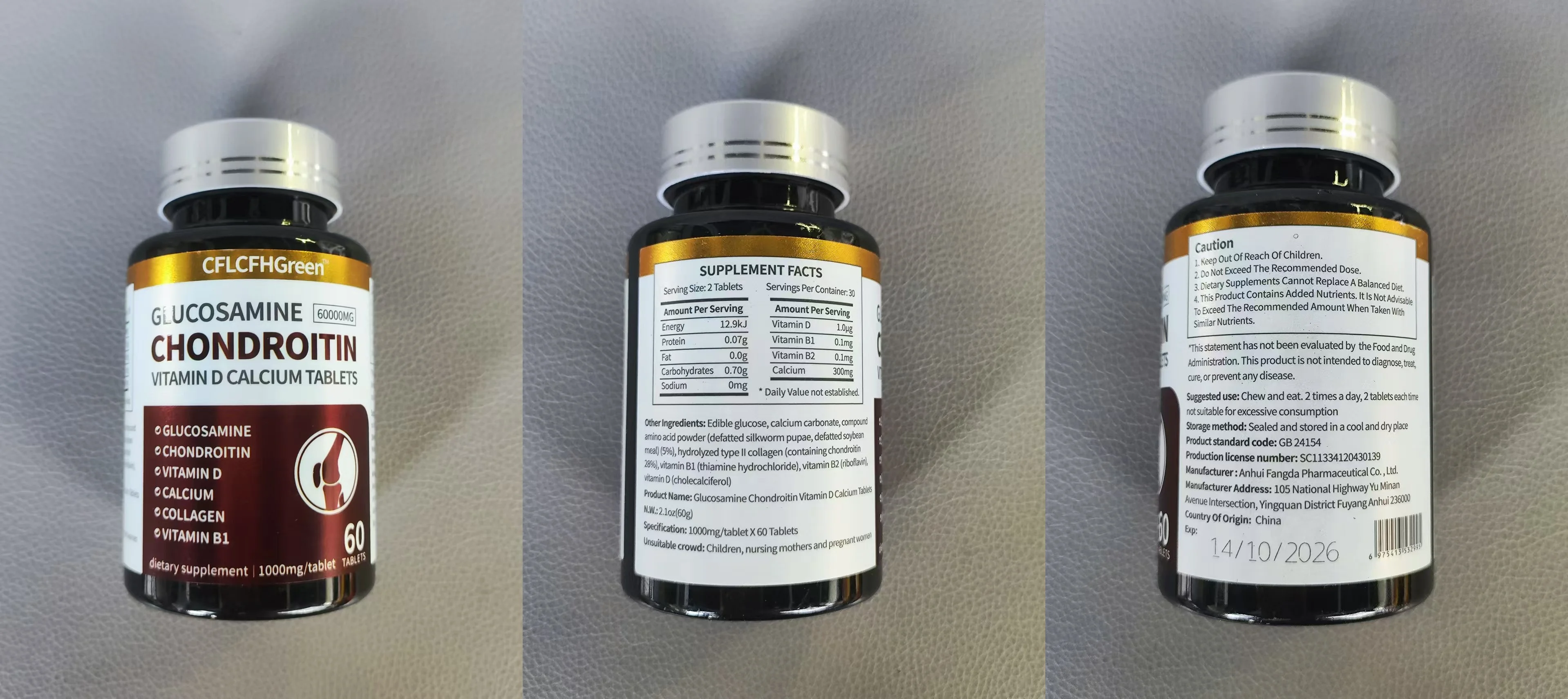 Chondroitin Glucosamine Tablet Extra Strength Joint Health Support Calcium D3 Supplement Capsules Arthritis Relief 60Pcs glucosamine chondroitin supplement